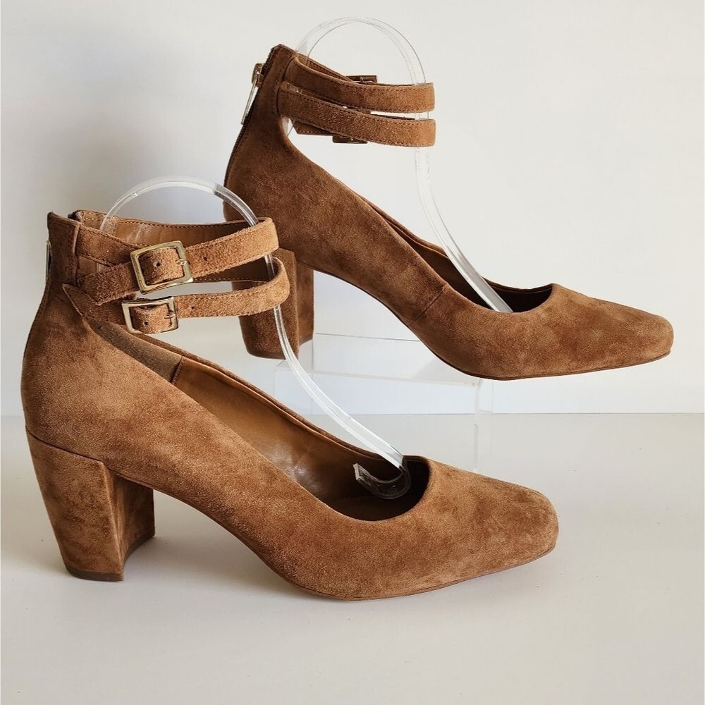 H By Halston Regina 10M Suede Ankle Straps Autumn Heels